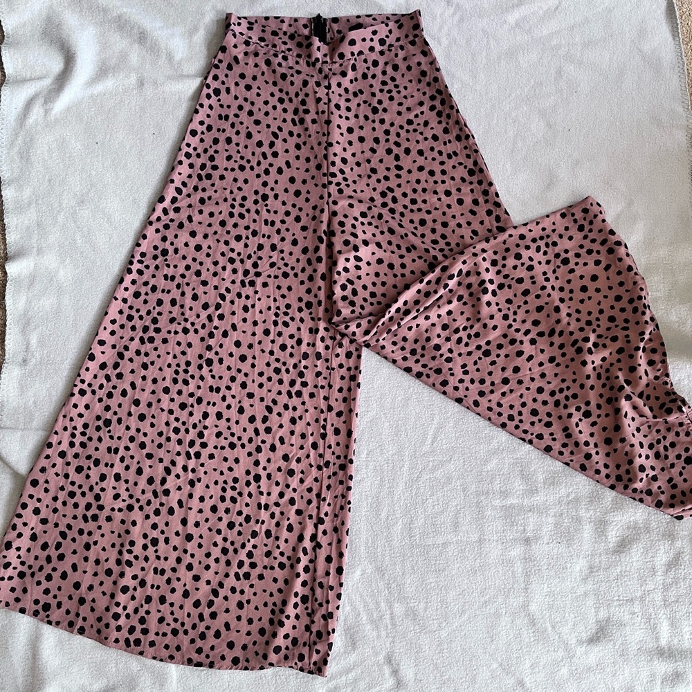 SHEIN VCAY Speckled Print High-Rise Wide Leg Pants Sz L (12-14) - Picture 4 of 5